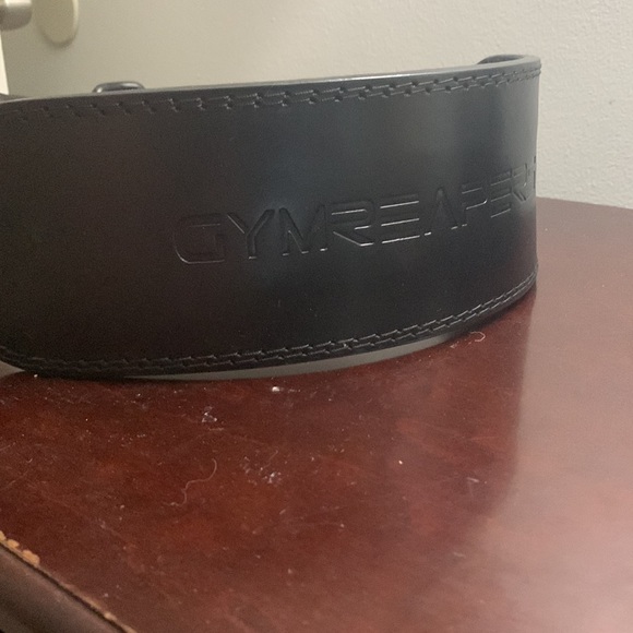 Gymreapers Weightlifting Belt - 7MM Leather Back Support - Black Size XL - Picture 8 of 8